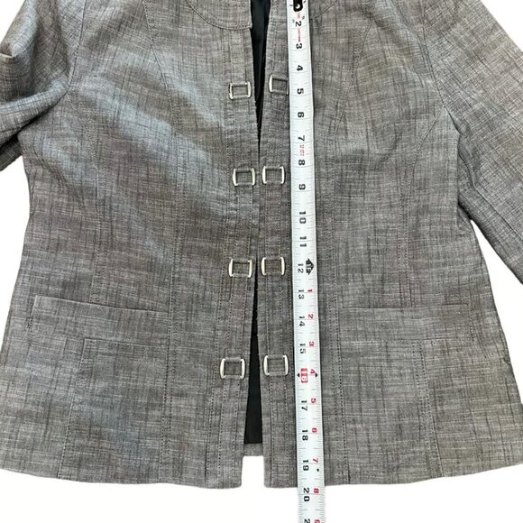 Christopher & Banks Grey Jacket SZ S Open Front 3/4 Sleeves - Picture 7 of 9